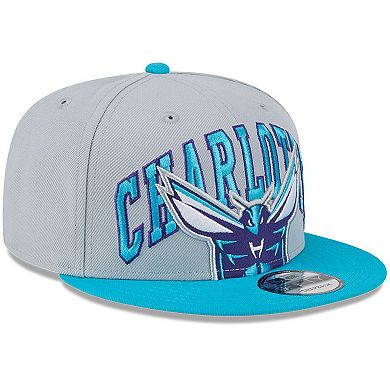 Men's New Era Gray/Teal Charlotte Hornets Tip-Off Two-Tone 9FIFTY Snapback Hat