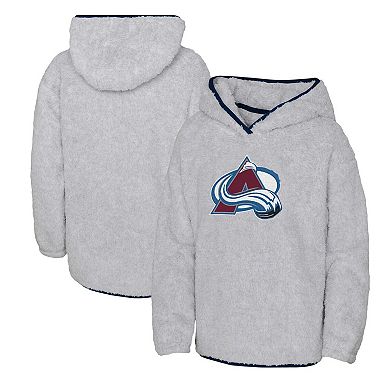 Girls Youth Heather Gray Colorado Avalanche Ultimate Teddy Fleece Pullover Hoodie