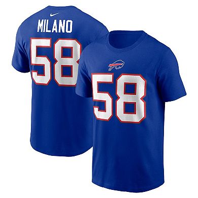 Men's Nike Matt Milano Royal Buffalo Bills Player Name & Number T-Shirt
