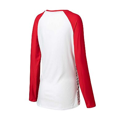 Women's Concepts Sport White/Red Tampa Bay Buccaneers Tinsel Raglan Long Sleeve T-Shirt & Pants Sleep Set