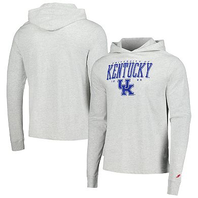 Men's League Collegiate Wear Ash Kentucky Wildcats Team Stack Tumble Long Sleeve Hooded T-Shirt