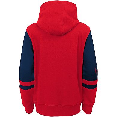 Youth Red Washington Capitals Face Off Color Block Full-Zip Hoodie