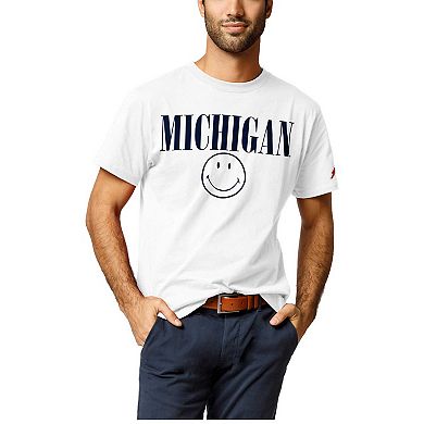 Men's League Collegiate Wear White Michigan Wolverines Smiley All American T-Shirt