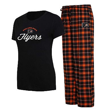 Women's Concepts Sport Black/Orange Philadelphia Flyers Arctic T-Shirt & Pajama Pants Sleep Set