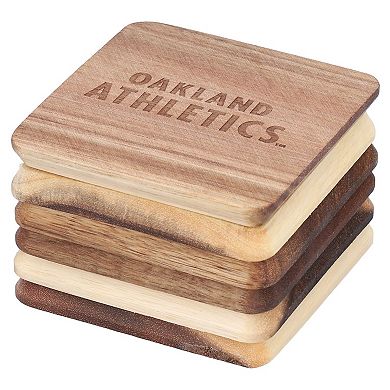 The Memory Company Oakland Athletics 6-Pack Acacia Wood Coaster Set