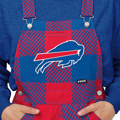 Women's FOCO  Royal Buffalo Bills Big Logo Plaid Overalls