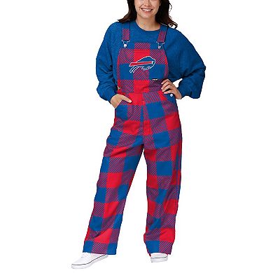 Women's FOCO  Royal Buffalo Bills Big Logo Plaid Overalls