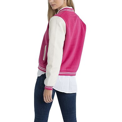 Women's Lusso  Pink Boston Red Sox Priya Full-Snap Varsity Jacket
