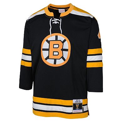 Youth Mitchell & Ness Bobby Orr Black Boston Bruins 1971 Blue Line Player Jersey