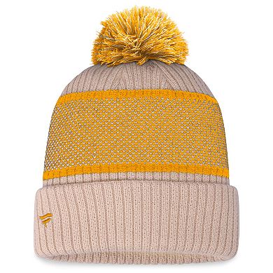Women's Fanatics Branded Cream/Gold St. Louis Blues Heritage Vintage Cuffed Knit Hat with Pom