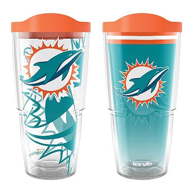 Tervis  Miami Dolphins 24oz NFL 2 PACK Genuine & Forever Fan