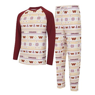 Men's Concepts Sport White/Burgundy Washington Commanders Tinsel Raglan Long Sleeve T-Shirt & Pants Sleep Set