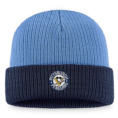 Men's Fanatics Branded  Light Blue/Navy Pittsburgh Penguins Heritage Vintage Cuffed Knit Hat