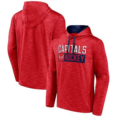 Men's Fanatics Branded Heather Red Washington Capitals Close Shave Pullover Hoodie