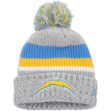 Youth New Era Heather Gray Los Angeles Chargers Cuffed Knit Hat with Pom