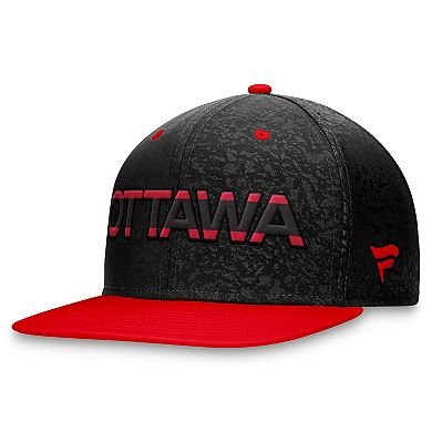 Men's Fanatics Branded  Black/Red Ottawa Senators Authentic Pro Rink Two-Tone Snapback Hat