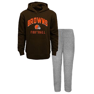 Youth Brown/Heather Gray Cleveland Browns Play by Play Pullover Hoodie & Pants Set