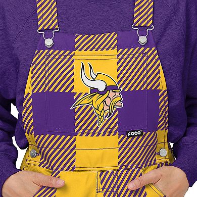 Women's FOCO  Purple Minnesota Vikings Big Logo Plaid Overalls