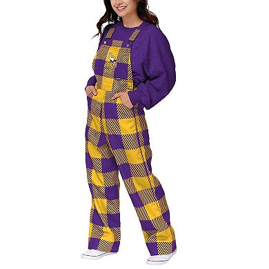 Women's FOCO  Purple Minnesota Vikings Big Logo Plaid Overalls