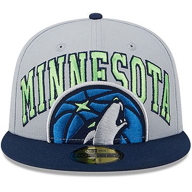 Men's New Era Gray/Navy Minnesota Timberwolves Tip-Off Two-Tone 59FIFTY Fitted Hat