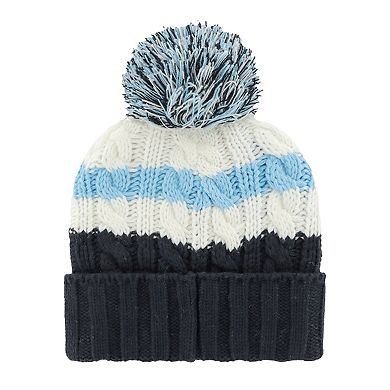 Women's '47 White/Navy Tampa Bay Rays Ashfield Cuffed Knit Hat with Pom