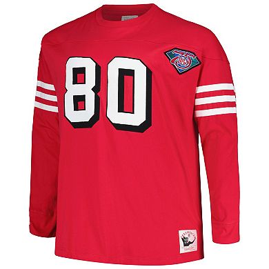 Men's Mitchell & Ness Jerry Rice Scarlet San Francisco 49ers Big & Tall Cut & Sew Player Name & Number Long Sleeve T-Shirt
