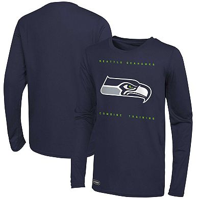 Men's College Navy Seattle Seahawks Side Drill Long Sleeve T-Shirt