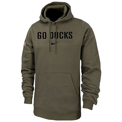 Men's Nike  Olive Oregon Ducks Military Pack Club Fleece Pullover Hoodie