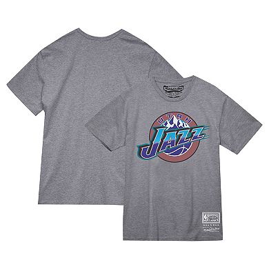 Unisex Mitchell & Ness  Gray Utah Jazz Hardwood Classics MVP Throwback Logo T-Shirt