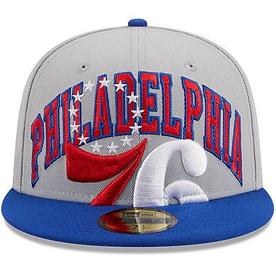 Men's New Era Gray/Royal Philadelphia 76ers Tip-Off Two-Tone 59FIFTY Fitted Hat