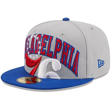 Men's New Era Gray/Royal Philadelphia 76ers Tip-Off Two-Tone 59FIFTY Fitted Hat