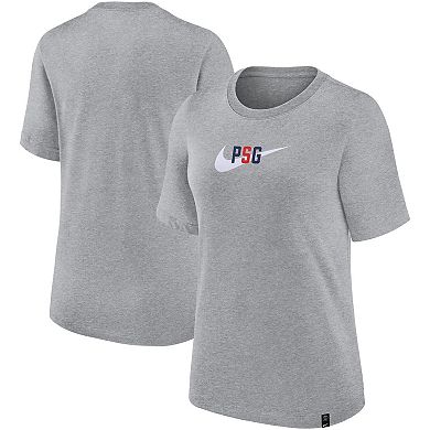 Women's Paris Saint-Germain Nike Heather Gray Swoosh T-Shirt