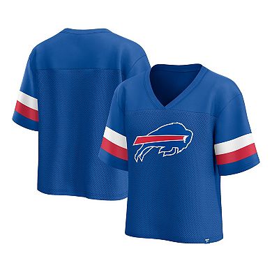 Women's Fanatics Branded  Royal Buffalo Bills Established Jersey Cropped V-Neck T-Shirt