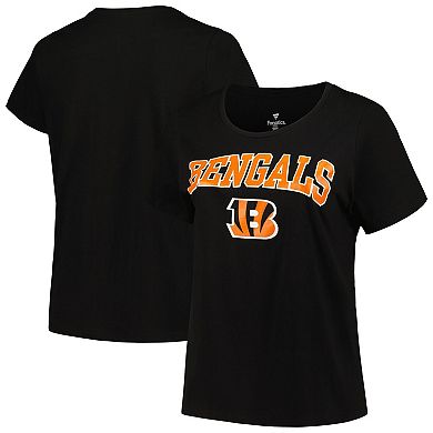 Women's Fanatics Branded Black Cincinnati Bengals Arch Over Logo Plus Size T-Shirt