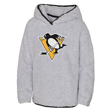Girls Youth Heather Gray Pittsburgh Penguins Ultimate Teddy Fleece Pullover Hoodie