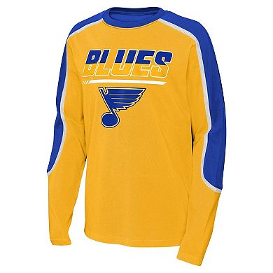 Youth Gold/Blue St. Louis Blues Pro Assist Long Sleeve T-Shirt