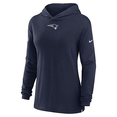 Women's Nike Navy New England Patriots Sideline Performance Long Sleeve Hoodie T-Shirt