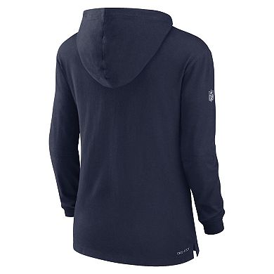 Women's Nike Navy New England Patriots Sideline Performance Long Sleeve Hoodie T-Shirt