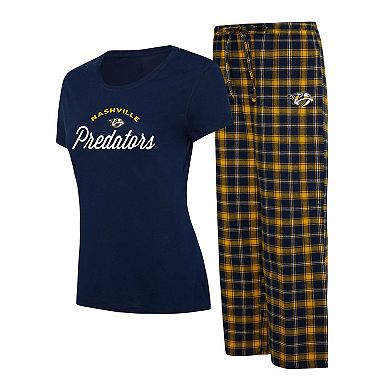 Women's Concepts Sport Navy/Gold Nashville Predators Arctic T-Shirt & Pajama Pants Sleep Set