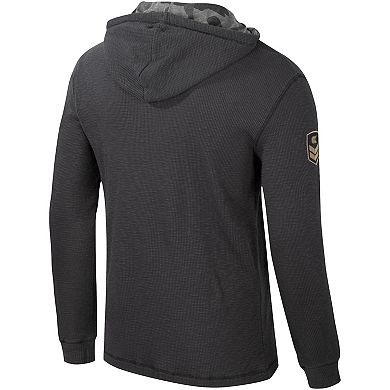 Men's Colosseum Charcoal Michigan Wolverines OHT Military Appreciation Henley Pullover Hoodie