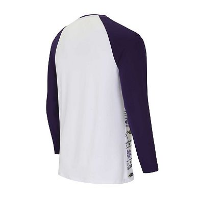Men's Concepts Sport White/Purple Baltimore Ravens Tinsel Raglan Long Sleeve T-Shirt & Pants Sleep Set