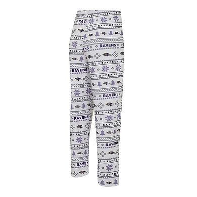 Men's Concepts Sport White/Purple Baltimore Ravens Tinsel Raglan Long Sleeve T-Shirt & Pants Sleep Set