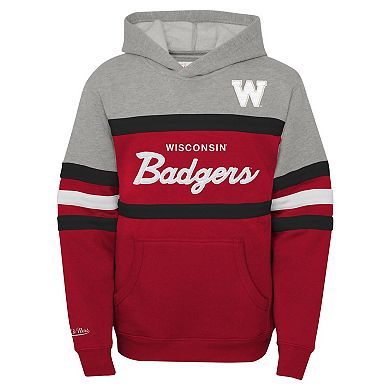 Youth Mitchell & Ness  Red Wisconsin Badgers Head Coach Hoodie