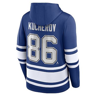 Men's Fanatics Branded Nikita Kucherov Blue Tampa Bay Lightning Name & Number Lace-Up Pullover Hoodie