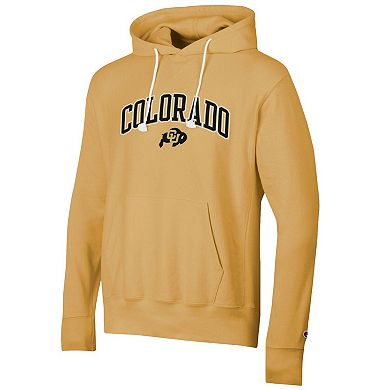 Men's Champion Gold Colorado Buffaloes Skinny Arch Over Vintage Wash Pullover Hoodie