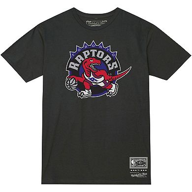 Unisex Mitchell & Ness  Black Toronto Raptors Hardwood Classics MVP Throwback Logo T-Shirt
