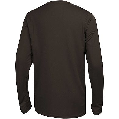 Men's Brown Cleveland Browns Side Drill Long Sleeve T-Shirt