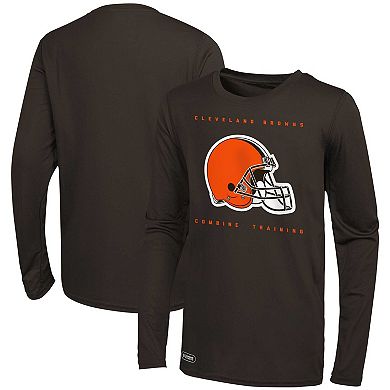 Men's Brown Cleveland Browns Side Drill Long Sleeve T-Shirt