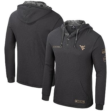 Men's Colosseum Charcoal West Virginia Mountaineers OHT Military Appreciation Henley Pullover Hoodie