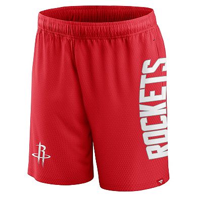 Men's Fanatics Branded Red Houston Rockets Post Up Mesh Shorts